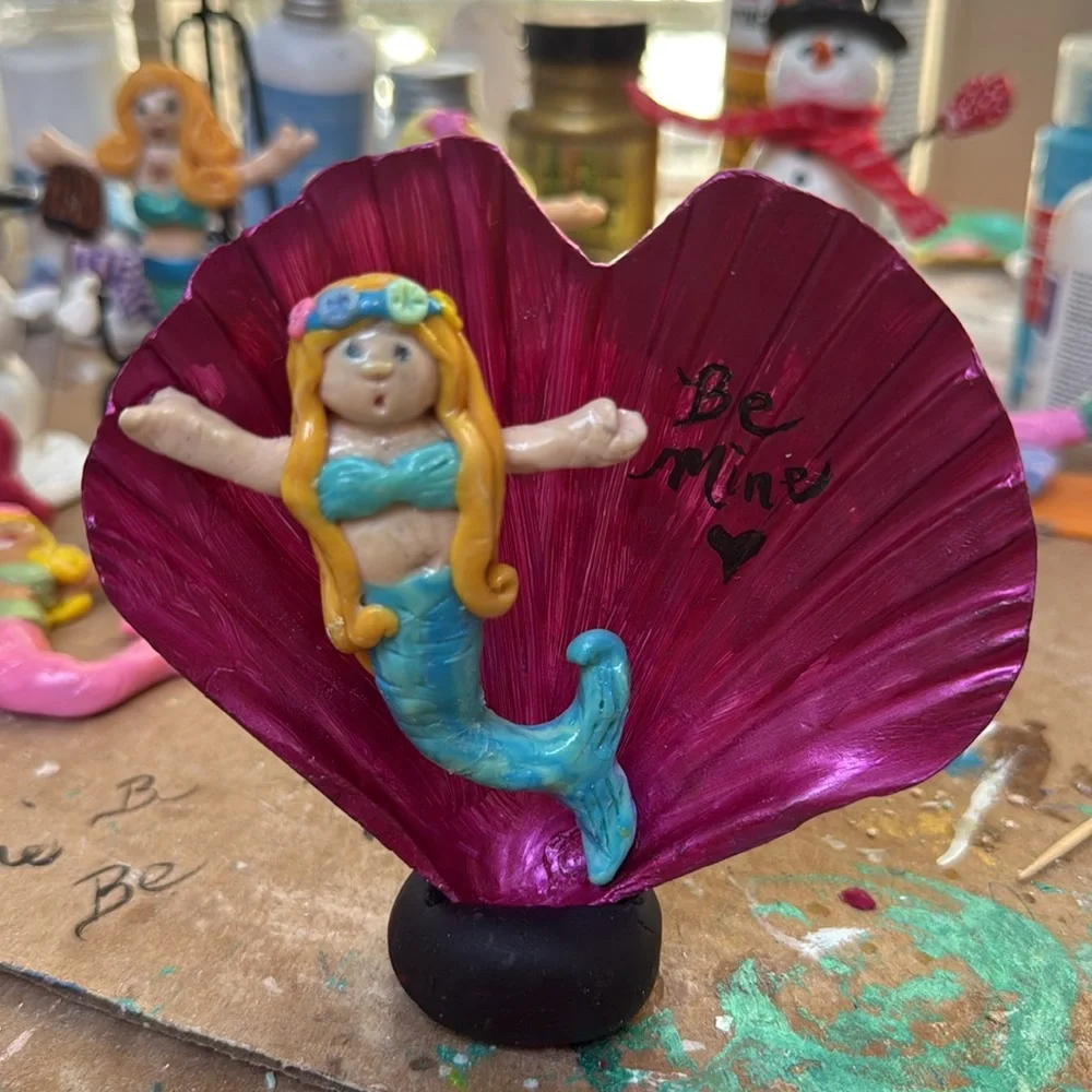 BE MINE Handmade Mermaid Heart shell Decoration